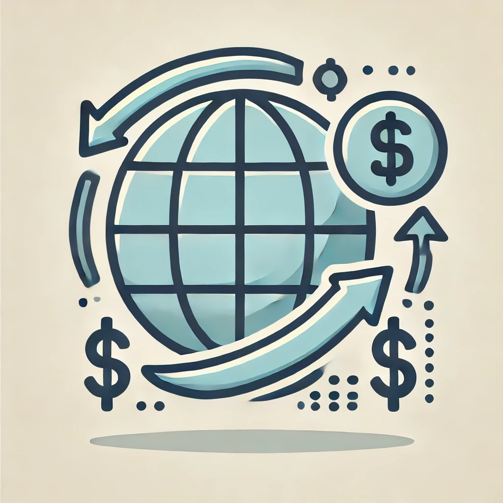 DALL·E 2024-12-04 08.31.15 - Create an icon for international money transfers, showing a globe with arrows encircling it, using a cohesive, modern design style and a pastel color